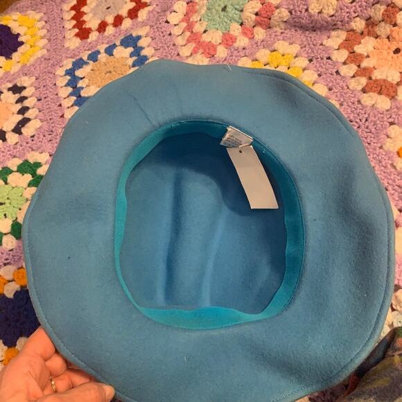 NWT DEADSTOCK VINTAGE 90'S 100% WOOL FLOPPY BLUE HAT HIPPIE BOHO - Picture 6 of 8